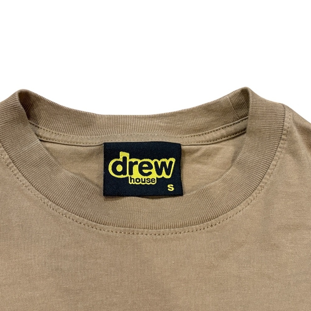 Drew House Mens Top T-Shirt Tan Long Sleeve Logo Justin Bieber Sz. S - Picture 3 of 5